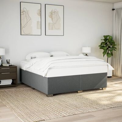 vidaXL Box spring postelja z vzmetnico temno siva 200x200 cm blago