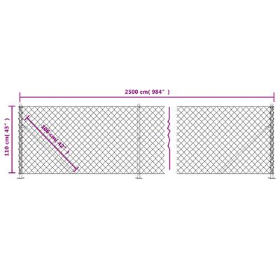 vidaXL Mrežna ograja s prirobnico antracit 1,1x25 m