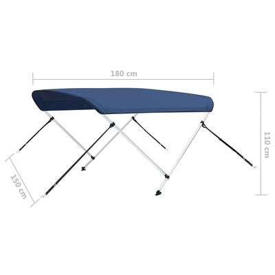 vidaXL Bimini tenda z 2 lokoma mornarsko modra 180x150x110 cm