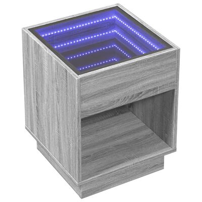 vidaXL Nočna mizica z neskončnimi LED siva sonoma 40x40x50 cm