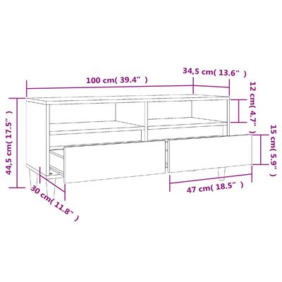 vidaXL TV omarica dimljeni hrast 100x34,5x44,5 cm inženirski les