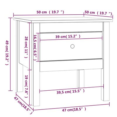 vidaXL Stranske mizice 2 kosa črne 50x50x49 cm trdna borovina