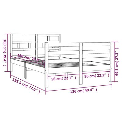 vidaXL Posteljni okvir bel 120x190 cm trden les