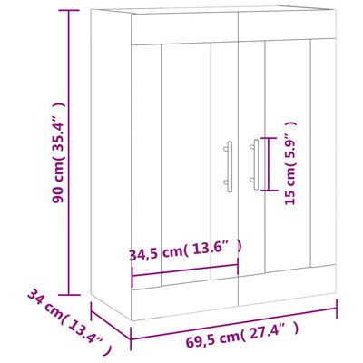 vidaXL Stenska omarica betonsko siva 69,5x34x90 cm