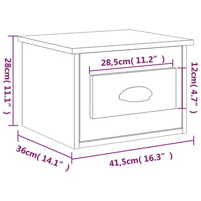 vidaXL Stenska nočna omarica dimljen hrast 41,5x36x28 cm