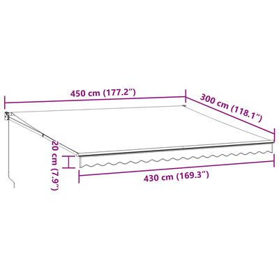 vidaXL Ročno zložljiva tenda rjava 450x300 cm