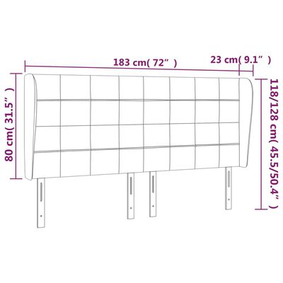 vidaXL Vzglavje z ušesi temno sivo 183x23x118/128 cm žamet