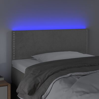 vidaXL LED posteljno vzglavje svetlo sivo 90x5x78/88 cm žamet