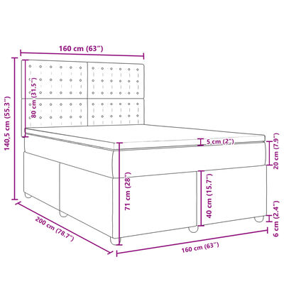 vidaXL Box spring postelja z vzmetnico temno siva 160x200 cm blago