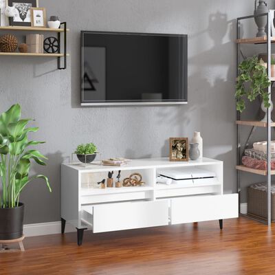 vidaXL TV omarica visok sijaj bela 100x34,5x44,5 cm inženirski les