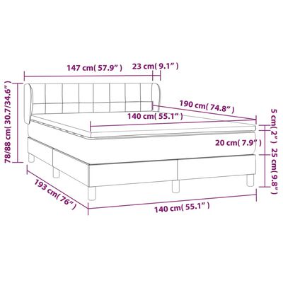 vidaXL Box spring postelja z vzmetnico temno modra 140x190cm žamet