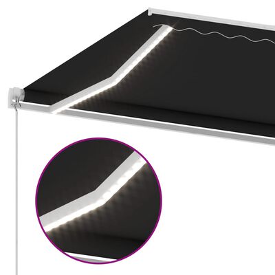 vidaXL Ročno zložljiva tenda z LED lučmi 450x300 cm antracitna