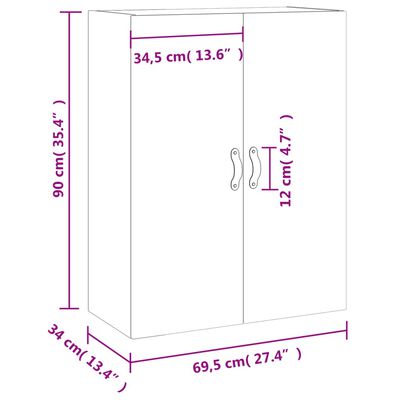 vidaXL Stenska omarica bela 69,5x34x90 cm