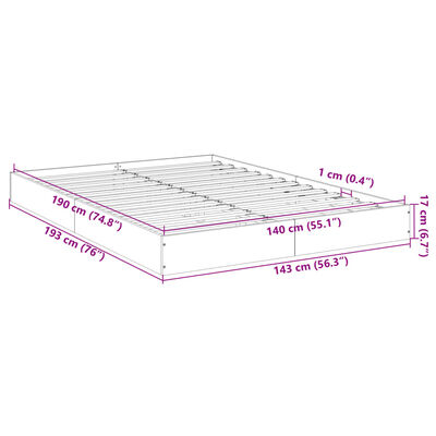 vidaXL Posteljni okvir siva sonoma 140x190 cm inženirski les