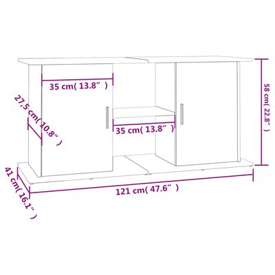 vidaXL Stojalo za akvarij rjavi hrast 121x41x58 cm inženirski les