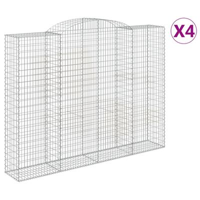 vidaXL Obokane gabion košare 4 kosa 300x50x220/240 cm pocinkano železo