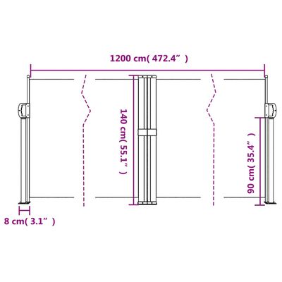 vidaXL Zložljiva stranska tenda bež 140x1200 cm