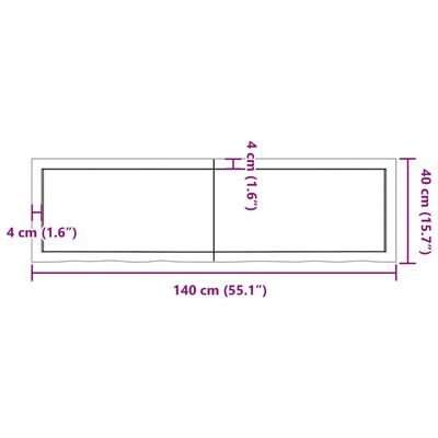 vidaXL Kopalniški pult 140x40x(2-4) cm neobdelan trden les