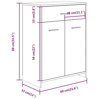 vidaXL Kopalniška omarica dimljeni hrast 60x33x80 cm konstruiran les