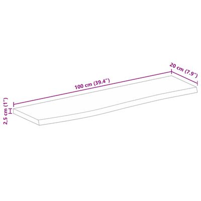 vidaXL Mizna plošča z naravnim robom 100x20x2,5 cm trden mangov les