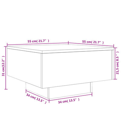 vidaXL Klubska mizica siva sonoma 55x55x31 cm inženirski les