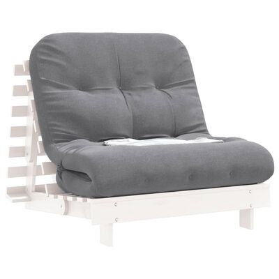 vidaXL Futon z ležiščem bela 90x206x11 cm trdna borovina