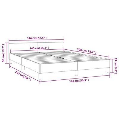 vidaXL Posteljni okvir z vzglavjem brez vzmetnice kapučino 140x200 cm