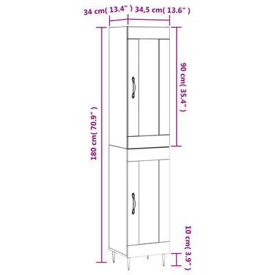 vidaXL Visoka omara siva sonoma 34,5x34x180 cm inženirski les