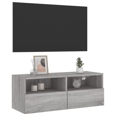 vidaXL Stenska TV omarica siva sonoma 80x30x30 cm inženirski les