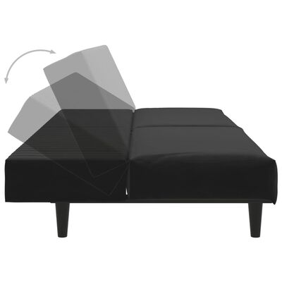 vidaXL Kavč dvosed z ležiščem črn žamet