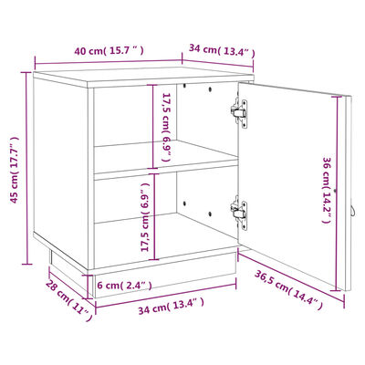 vidaXL Nočna omarica 2 kosa siva 40x34x45 cm trdna borovina