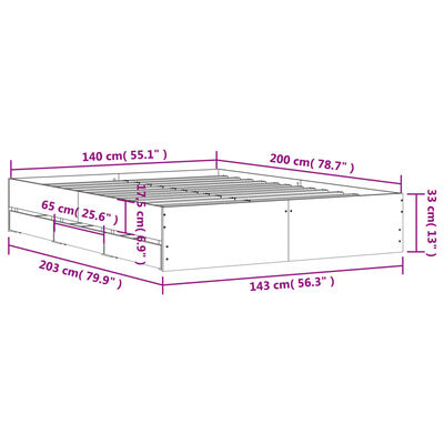 vidaXL Posteljni okvir s predali sonoma hrast 140x200cm inženirski les