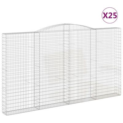 vidaXL Obokane gabion košare 25kosov 400x50x220/240cm pocinkano železo