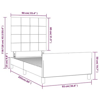 vidaXL Posteljni okvir z vzglavjem svetlo siv 90x200 cm blago