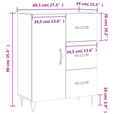 vidaXL Komoda betonsko siva 69,5x34x90 cm inženirski les