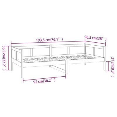 vidaXL Dnevna postelja črna trdna borovina 90x190 cm