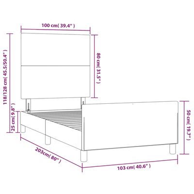 vidaXL Posteljni okvir z vzglavjem bel 100x200 cm umetno usnje