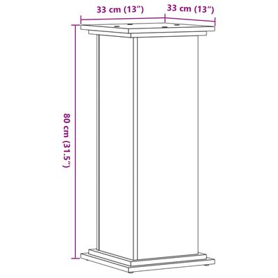 vidaXL Stojalo za rastline dimljeni hrast 33x33x80 cm inženirski les