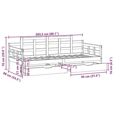 vidaXL Dnevna postelja s predali 80x200cm trdna borovina