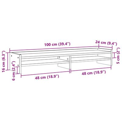 vidaXL Stojalo za monitor rjavi hrast 100x24x16 cm inženirski les