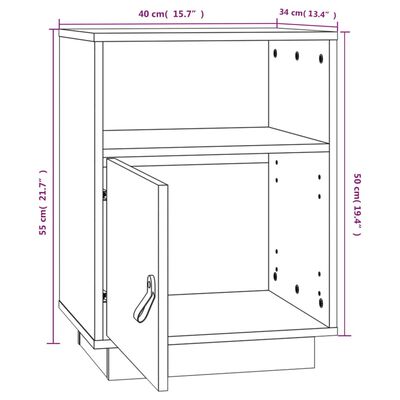 vidaXL Nočna omarica 2 kosa medeno rjava 40x34x55 cm trdna borovina