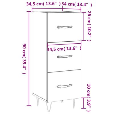 vidaXL Komoda črna 34,5x34x90 cm inženirski les