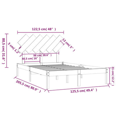 vidaXL Posteljni okvir medeno rjav 120x200 cm trden les