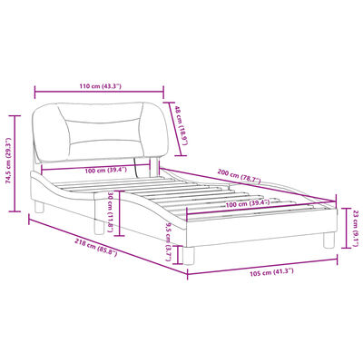 vidaXL Posteljni okvir z LED lučkami črn 100x200 cm tkanina