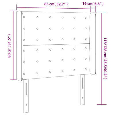 vidaXL LED posteljno vzglavje temno sivo 83x16x118/128 cm žamet