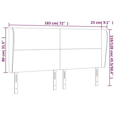 vidaXL Vzglavje z ušesi črno 183x23x118/128 cm umetno usnje