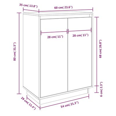 vidaXL Omarica za čevlje 60x35x80 cm trdna borovina