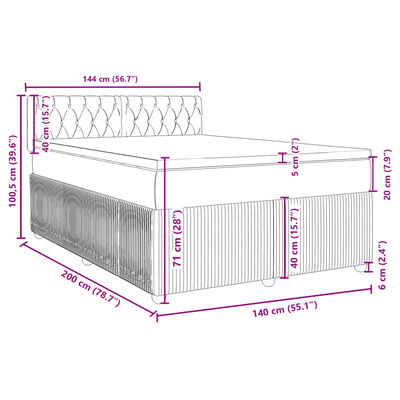 vidaXL Box spring postelja z vzmetnico svetlo siva 140x200 cm žamet