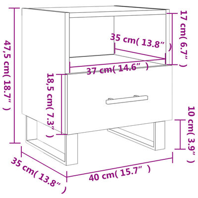 vidaXL Nočna omarica 2 kosa bela 40x35x47,5 cm inženirski les