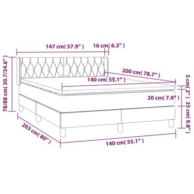 vidaXL Box spring postelja z vzmetnico taupe 140x200 cm blago